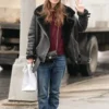 KEIRA KNIGHTLEY BLACK FAUX SHEARLING JACKET