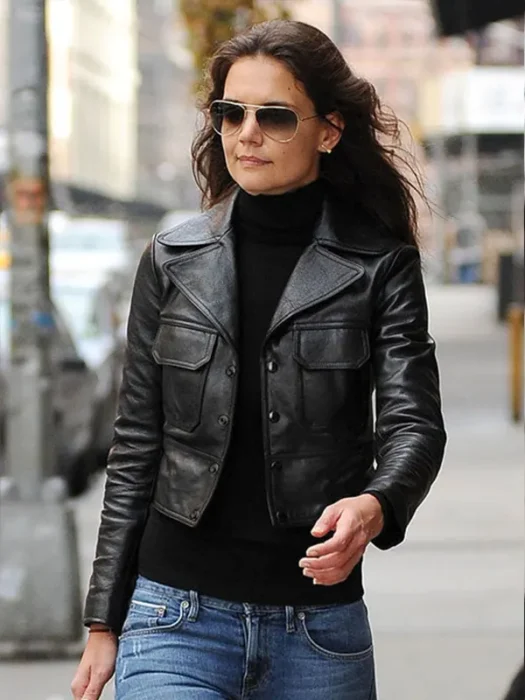 Katie Holmes Black Leather Jacket by TJS