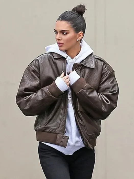 Kendall Jenner Bomber Leather Jacket