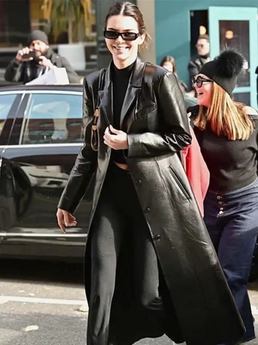 Kendall Jenner Long Leather Coat