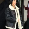 Kim Kardashian Faux Fur Original Leather Jacket