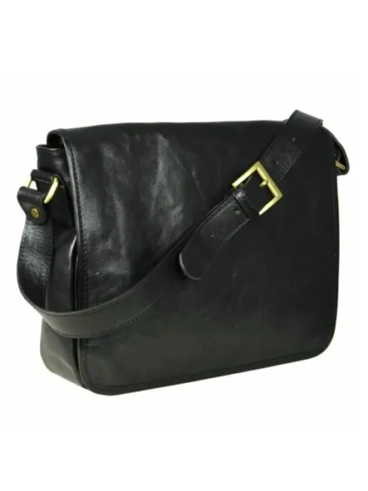 Leather Messenger Bag Black