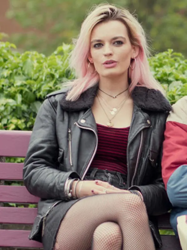 Maeve Wiley Sex Education Black LEather Jacket