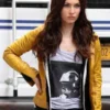 Megan Fox Leather Yellow Jacket