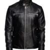 Men Black Detachable Hooded Jacket