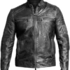 Men Black Genuine Biker Jacket