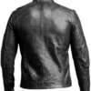 Men Black Genuine Biker Jacket Back