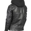 Men Black Leather Racing Jacket Back