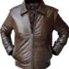 Men Brown Bomber Leather Jacket