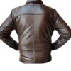 Men Brown Bomber Leather Jacket Back