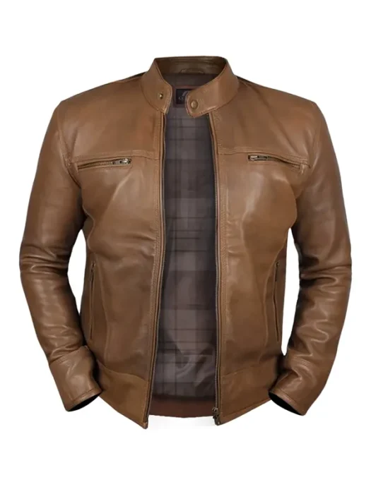 Men Camel Dodge Biker Jacket