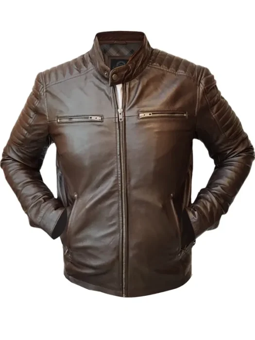 Men Handmade Slim Fit Leather Jacket