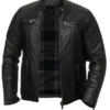 Men Quilted Biker Black Jacket