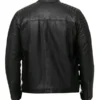 Men Quilted Biker Black Jacket Back