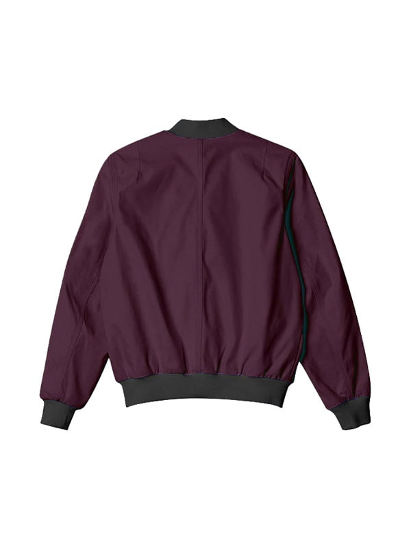 Men & Women Brown Maroon Bomber Jacket Back