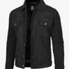 Men's Black Suede Trucker Jacket