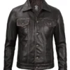 Men's Brown Trucker Leather Jacket