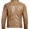 Men's Camel Brown Trucker Leather Jacket Back