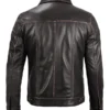 Men's Dark Brown Trucker Leather Jacket Back