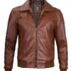 Men's Distressed Brown Harrington Leather Jacket