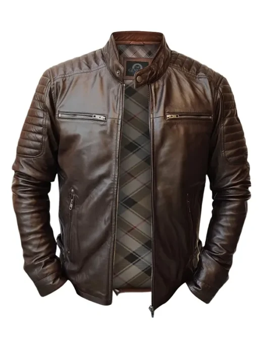 Mens Handmade Slim Fit Leather Jacket