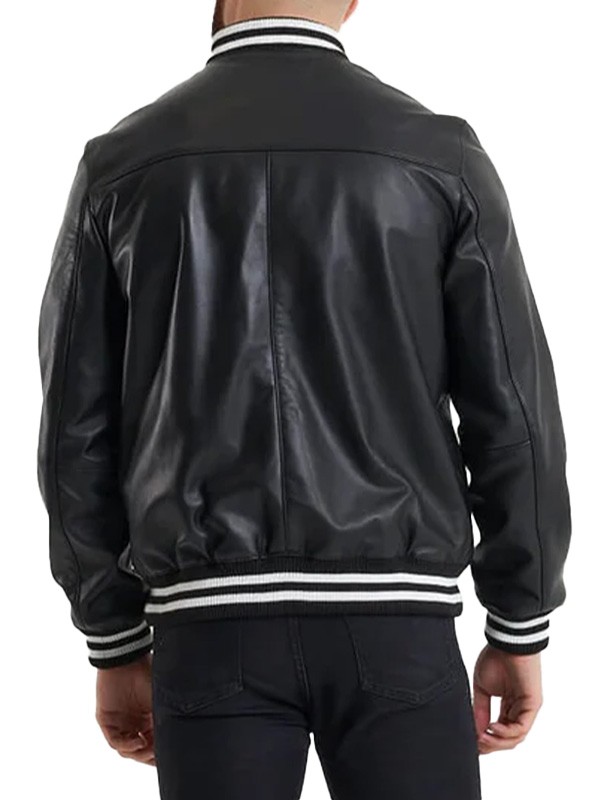 Mens Leather Bomber Jacket Back