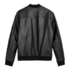 Mens Real Black Leather Bomber Jacket Back