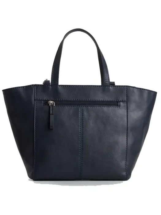 Midnight Blue Tess Leather Small Tote Bag