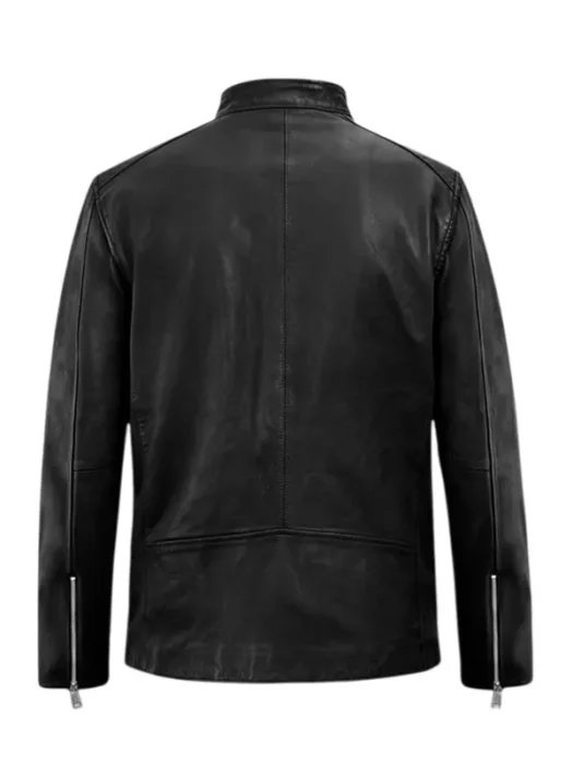 Motorad Black Biker Leather Jacket Back