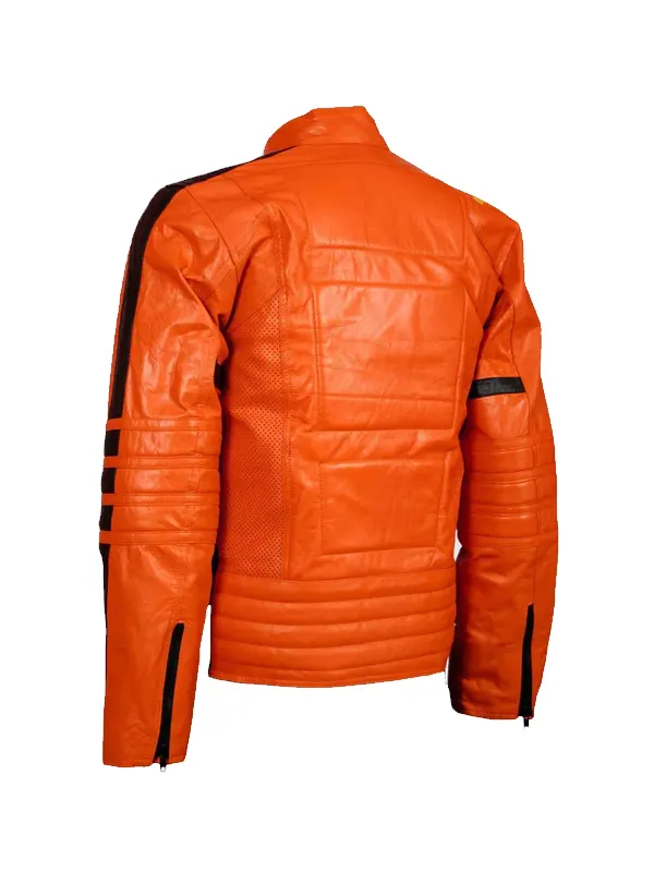 Orange Leather Motorcycle Jacket