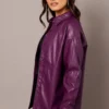 Purple Long Sleeves Faux Leather Jacket