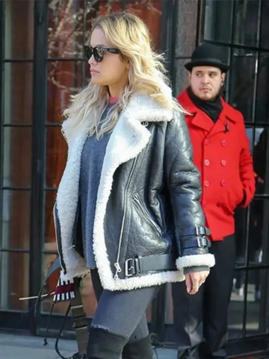 RITA ORA LEATHER JACKET FAUX FUR JACKET