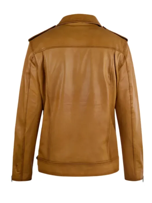 Rutland Caramel Brown Riding Leather Jacket Back