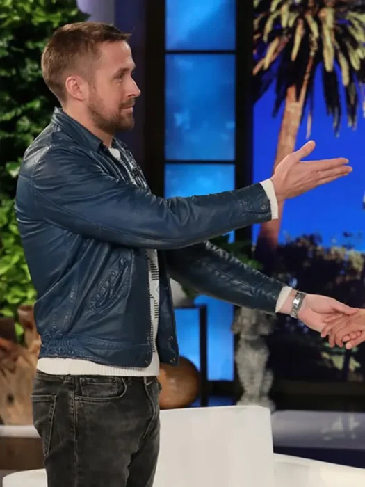 Ryan Gosling Soft Winsor Blue Leather Jacket