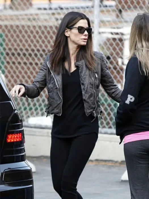 Sandra Bullock Leather Black Jacket