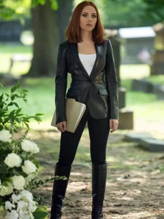 Scarlett Johansson The Winter Soldier Leather Blazer