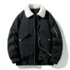 Sherpa Collar Black Bomber Jacket