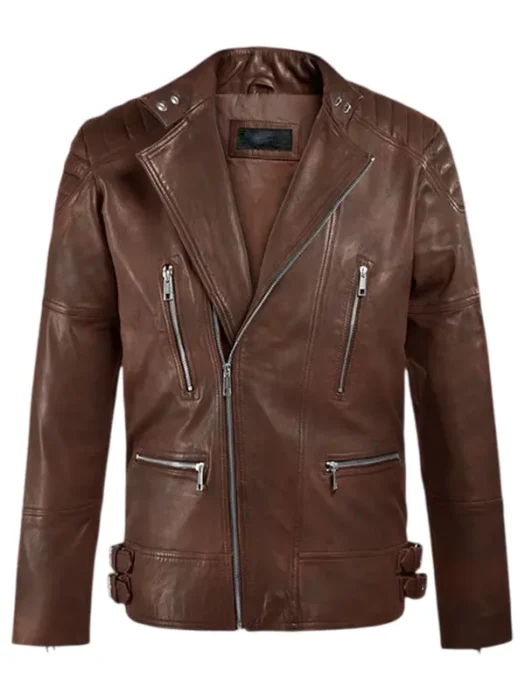 Shotgun Spanish Brown Moto Leather Jacket