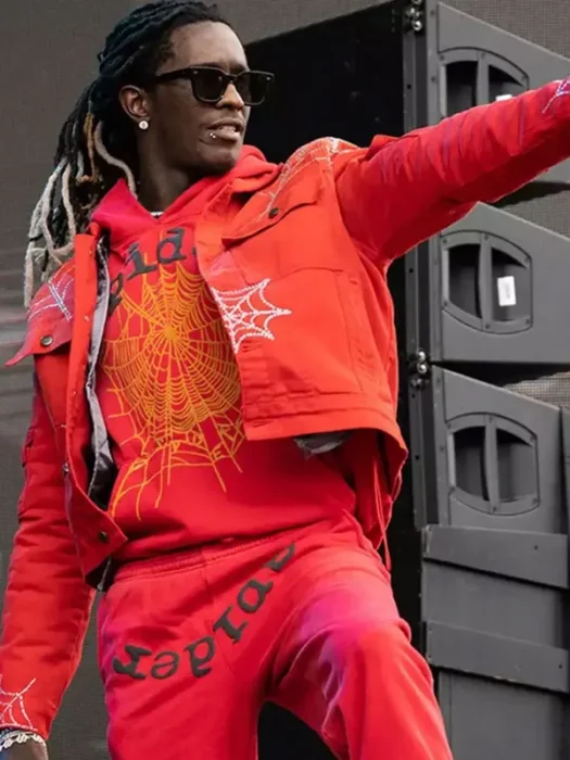 Spider X Worldwide Young Thug Denim Red Jacket