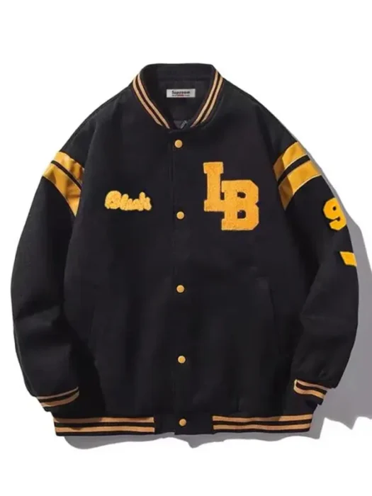 Streetwear Black Varsity Jacket