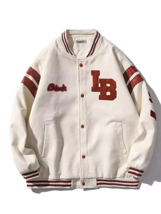 Streetwear White Varsity Jacket