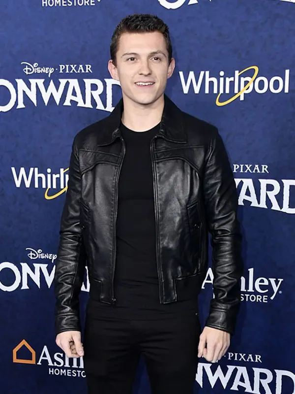 Tom Holland Black Leather Jacket