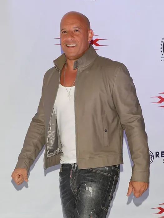 Vin Diesel Gray Leather Jacket