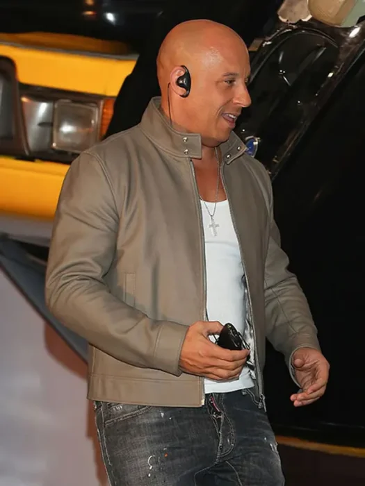 Vin Diesel Gray Wax Leather Jacket