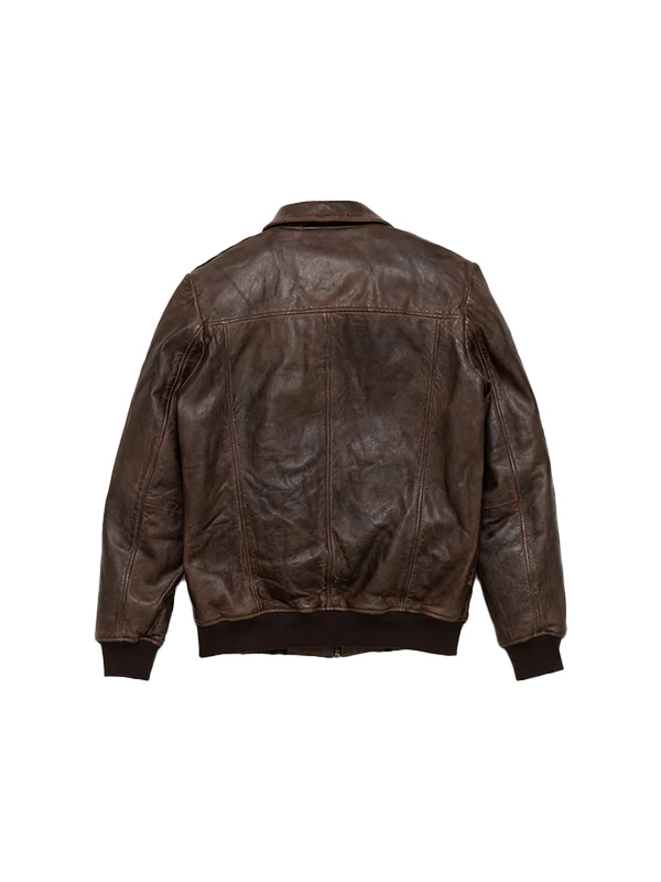 Vintage Lambskin A2 Brown Leather Bomber Jacket Back