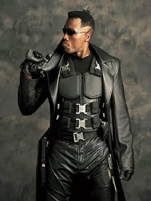 Wesley Snipes Blade Black Leather Buckle Vest