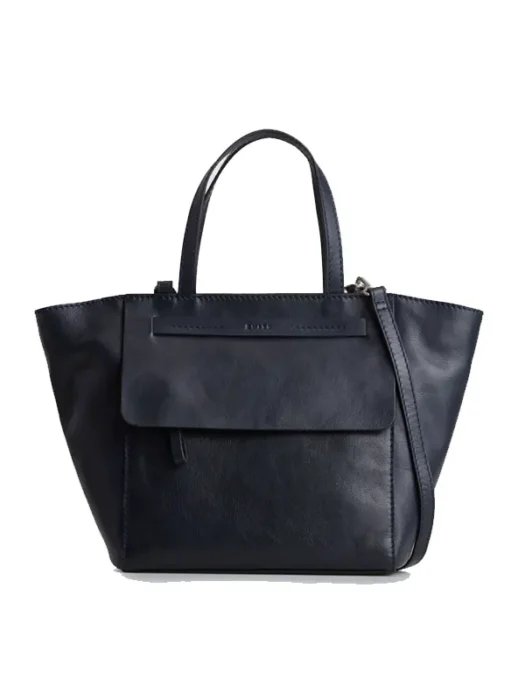 Women Tess Leather Small Tote Bag Midnight Blue