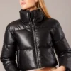 Zip Thru Long Sleeves Faux Leather Jacket