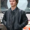 Ansel Elgort Black Leather Jacket