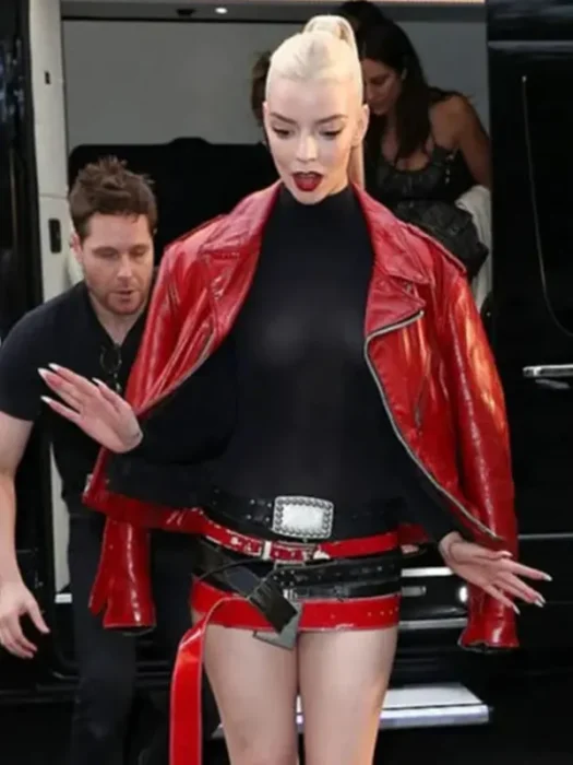 Anya Taylor Joy Classic Red Leather Jacket